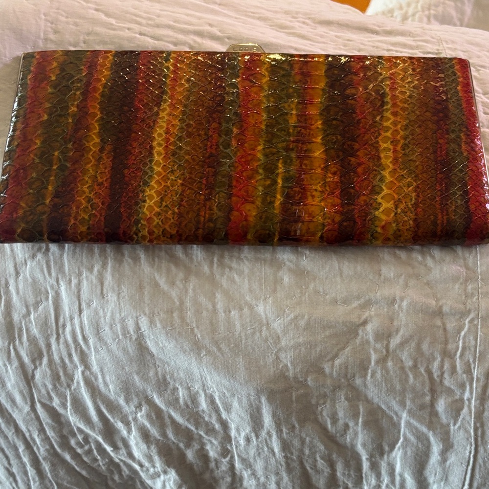 LODIS Snakeskin Clutch Wallet - Red, Orange & Yellow Stripes